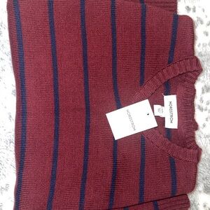Nordstrom Men's Maroon and Navy V-Neck Sweater